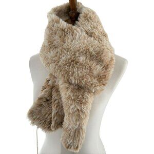 NEW Dylan Beige Knitted Faux Fur Scarf Chamois Wrap OS